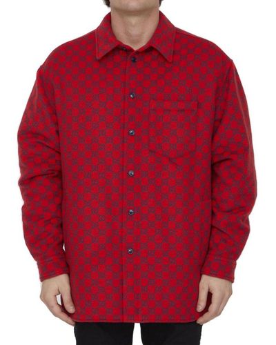 Gucci Monogrammed Collared Long-sleeve Shirt