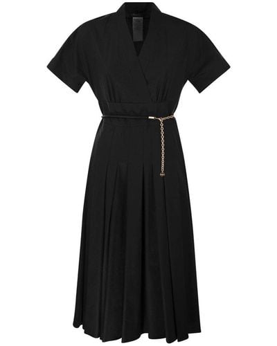 Max Mara Studio Alatri Crossed Poplin Dress - Black