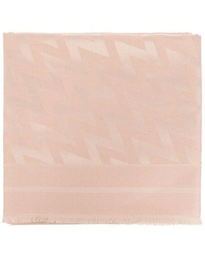 Lanvin Chevron-patterned Frayed Edge Scarf - Pink