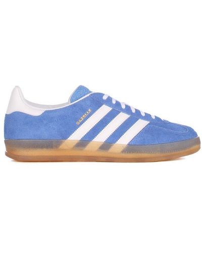 adidas Indoor Gazelle Brand-embroidered Leather Low-top Trainers - Blue