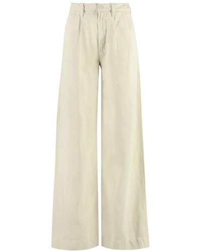 Mother Pouty Prep Heel High-Rise Trousers - Natural