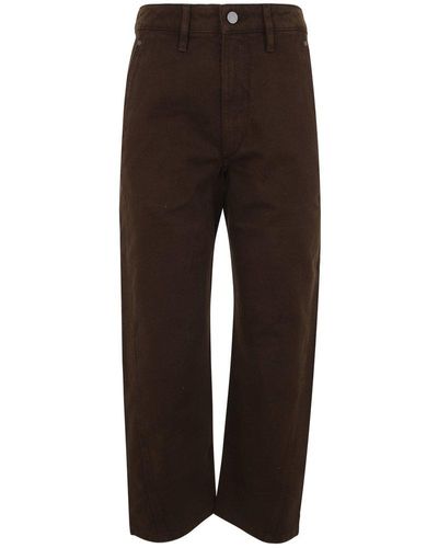 Lemaire High-waist Straight-leg Cropped Pants - Brown