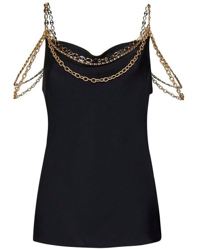 Rabanne Chain Embellished Satin Top - Black