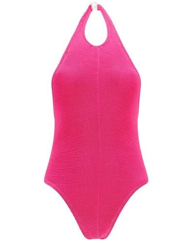 Reina Olga Surfer Crinkle Halterneck Swimsuit - Pink