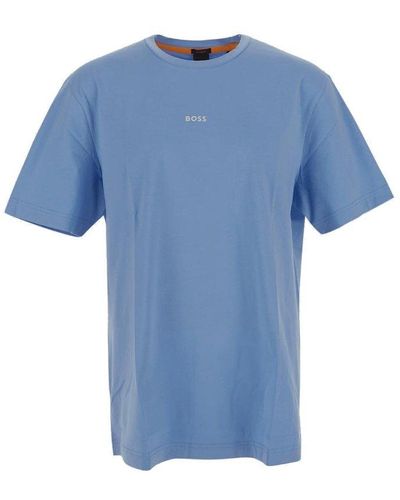 BOSS Logo Printed Relaxed-fit T-shirt - Blue
