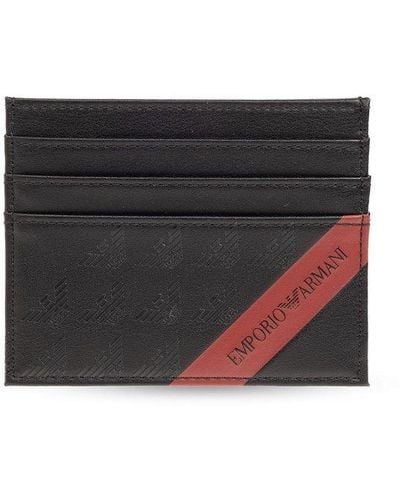 Emporio Armani Card Holder With Logo, - Black