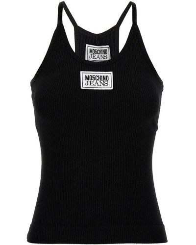 Moschino Jeans Logo Patch Sleeveless Knitted Top - Black
