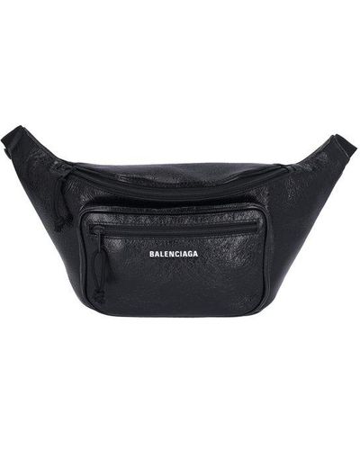 Balenciaga Logo Embossed Explorer Belt Bag - Black
