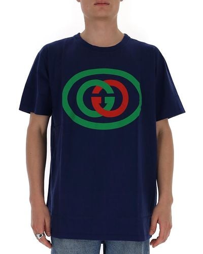 Gucci Oversize T-shirt With Interlocking G - Blue