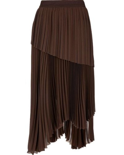 Fabiana Filippi Asymmetric Pleated Skirt - Brown