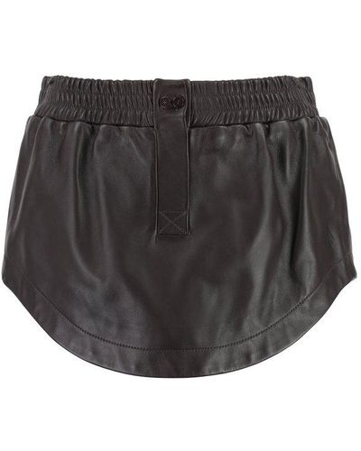 The Attico Curved-hem Elasticated Waist Mini Skirt - Black