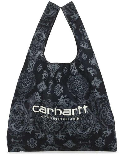 Carhartt Paisley Pattern Logo Printed Shopping Bag - Black