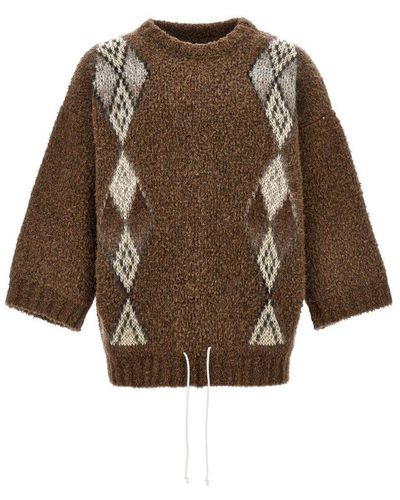 Magliano Drawstring Knitted Sweater - Brown