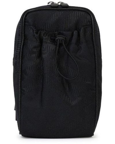 Burberry Check-jacquard Zipped Phone Bag - Black