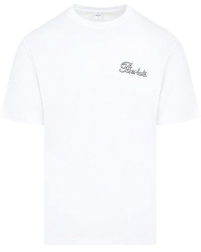 Berluti Logo Embroidered Crewneck T-shirt - White