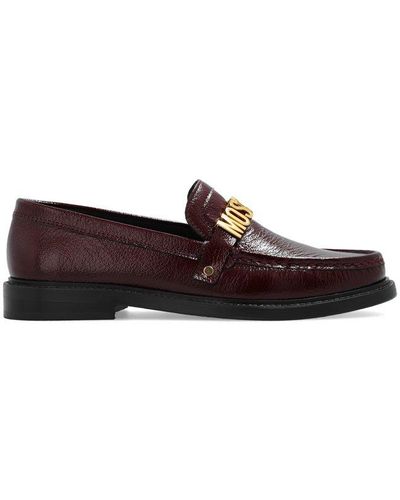 Moschino Logo-lettering Round-toe Loafers - Brown