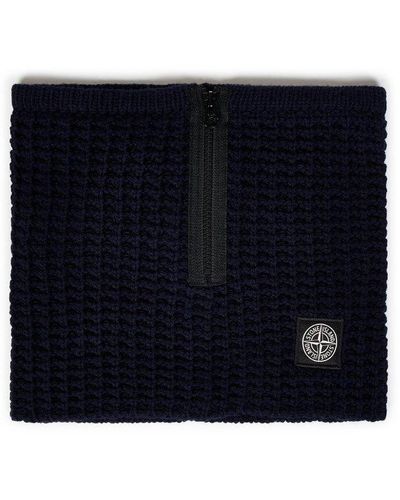 Stone Island Zip-up Knitted Scarf - Blue