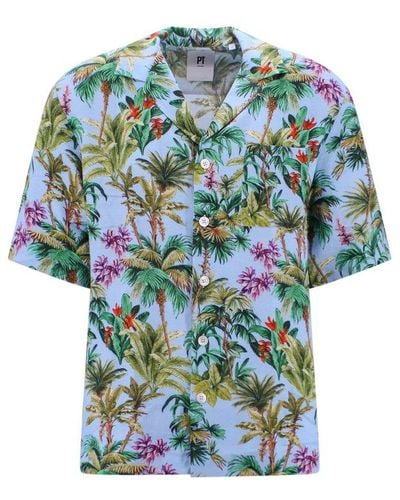PT Torino Hawaii Printed Short-sleeved Shirt - Blue