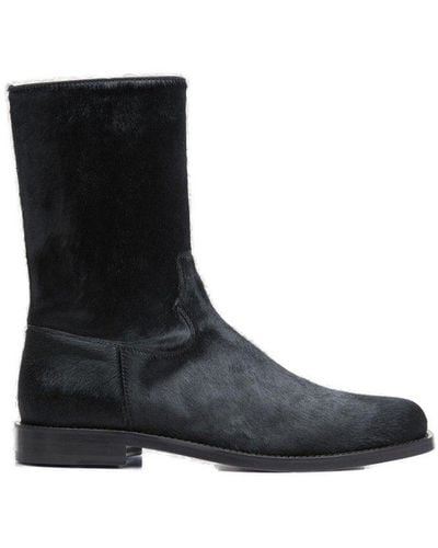 Dries Van Noten Round Toe Ankle Boots - Black