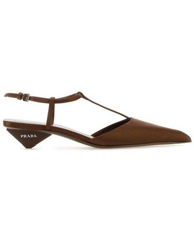 Prada Pointed-toe Slingback Court Shoes - Brown