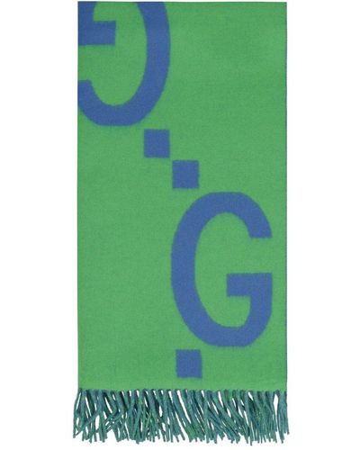 $400 Gucci Monogram Logo Wool Silk Dark Grey Charcoal Fringed