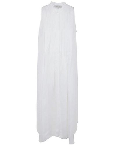 Antonelli Sleeveless Pleated Midi Dress - White