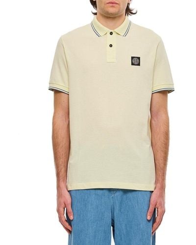 Stone Island Logo Patch Short-sleeved Polo Shirt - Natural