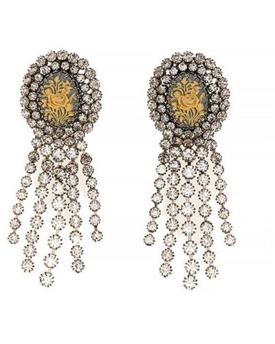 Alessandra Rich Crystal-embellished Cameo Earrings - Metallic