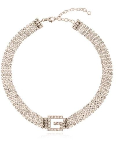 Gucci Sparkling Necklace With Logo, - White