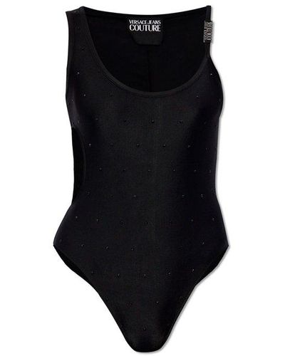 Versace Logo Buckle Cut-out Bodysuit - Black