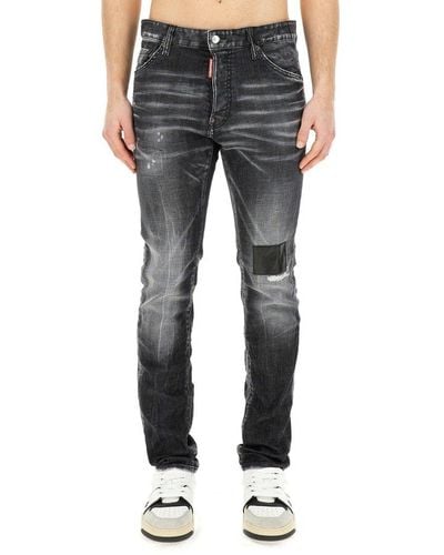 DSquared² Distressed Wash Denim Jeans - Grey