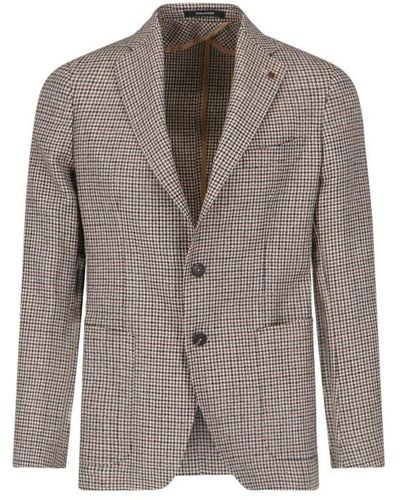 Tagliatore Micro-houndstooth Patterned Single-breasted Blazer - Brown