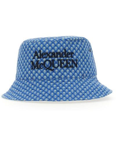 Alexander McQueen Polka Dots Skull Hat - Blue