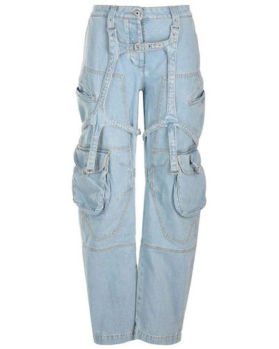 Off-White c/o Virgil Abloh Bleached Cargo Jeans - Blue