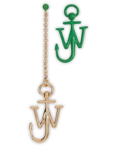 JW Anderson Anchor Logo Plaque Asymmetric Earrings - Blue