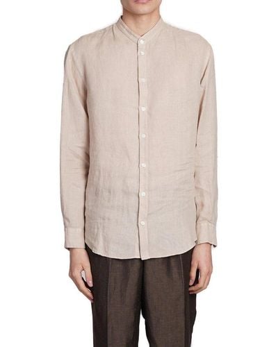 Emporio Armani Long-sleeved Buttoned Shirt - Natural