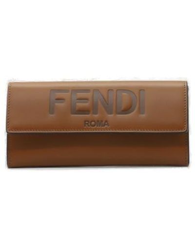 Fendi Continental Leather Wallet - Brown