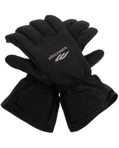 Balenciaga 'skiwear' Collection Ski Gloves With Logo, - Black