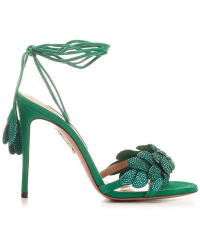 Aquazzura Embellished Strappy Heeled Sandals - Green