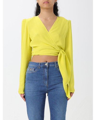 Elisabetta Franchi Georgette Knot-detailed Cropped Blouse - Yellow