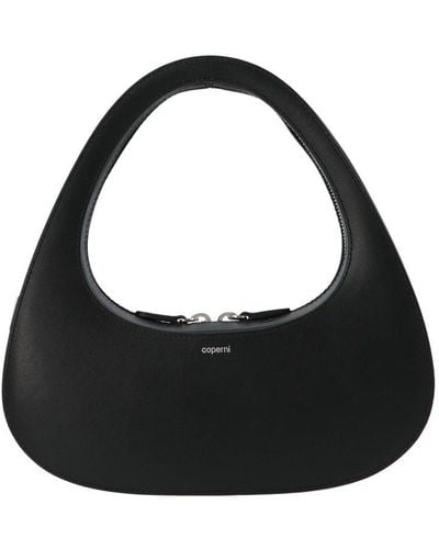 Coperni Swipe Logo Detailed Baguette Bag - Black