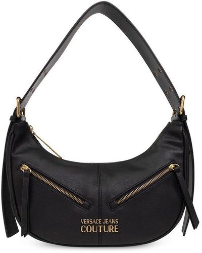 Versace Shoulder Bag With Logo, - Black