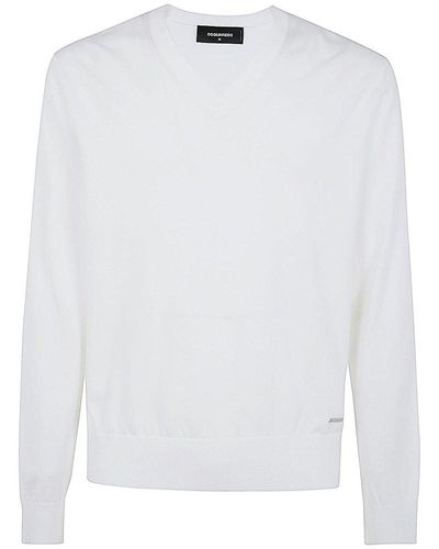 DSquared² V-neck Knitted Sweater - White
