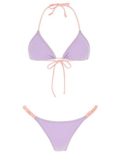 Reina Olga Scrunchie Triangle Cup Bikini Set - Purple