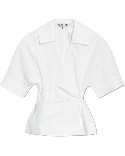 Ganni Tie Front Shirt - White