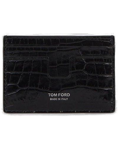Tom Ford Logo Printed Embossed Cardholder - Black