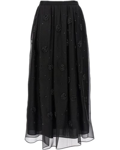 Max Mara Studio Wilma Embellished Pleated Skirt - Black