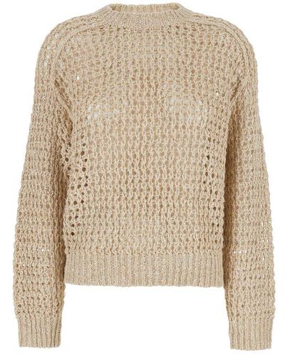 Brunello Cucinelli Open Knit Crewneck Jumper - Natural