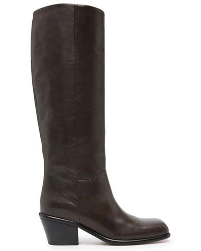 Alysi Square-toe Knee-high Boots - Brown