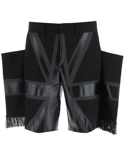 Burberry Tailored Shorts With Flag Print - Black